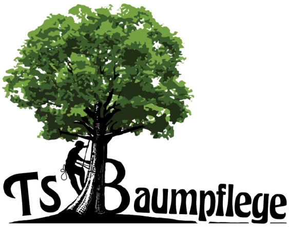Logo von TS Baumpflege mit Baum und Kletterer